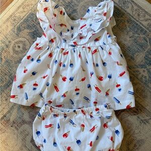 Janie and Jack White Ice Cream & Popsicle Print Dress with Bloomers
